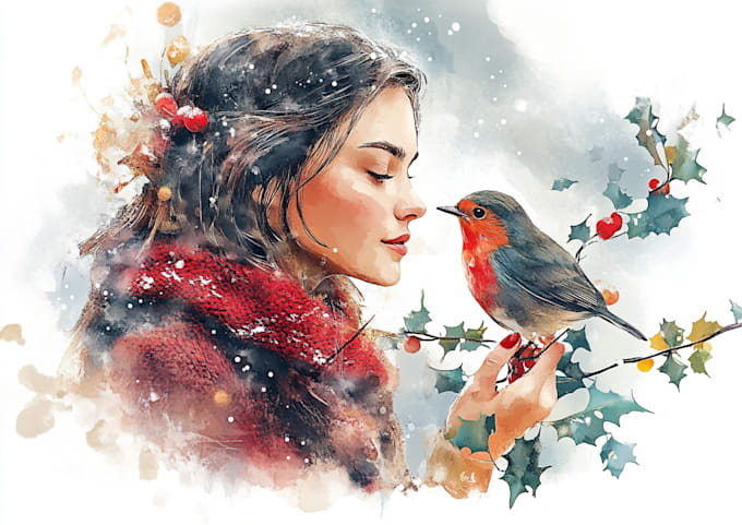 make an awesome watercolor christmas portrait
