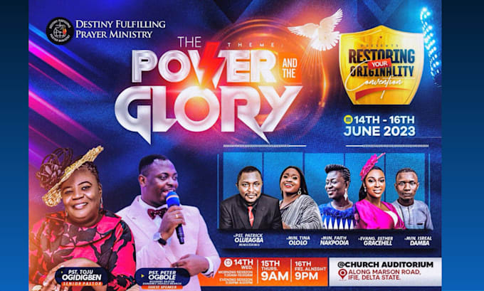 stunning church, event flyer design or postcard design