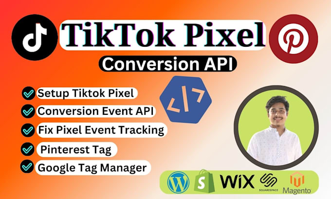setup tiktok pixel conversion API, pinterest tag, meta, fix pixel event tracking
