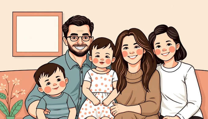 Draw a vector art family portrait by Chunsit | Fiverr