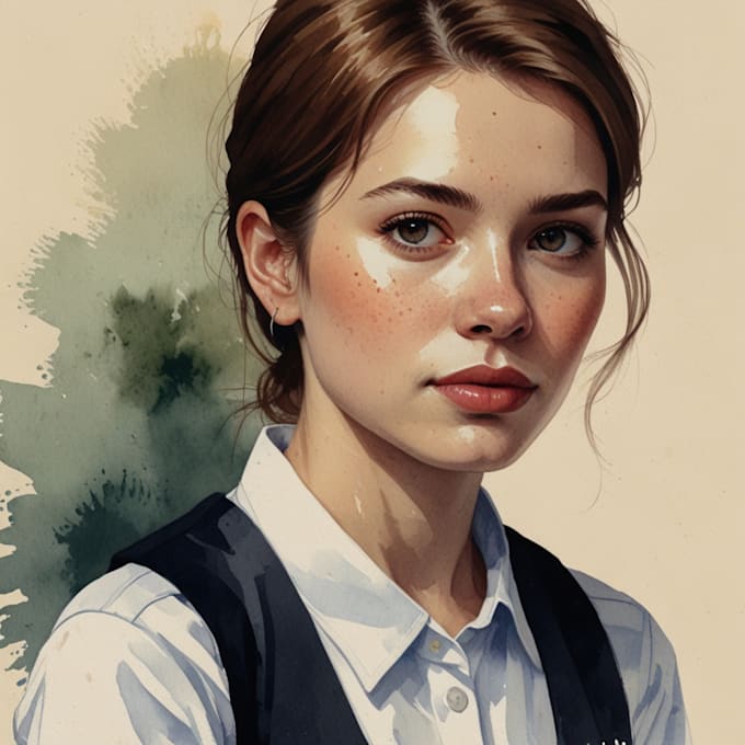 draw portrait with simple watercolor illustration style
