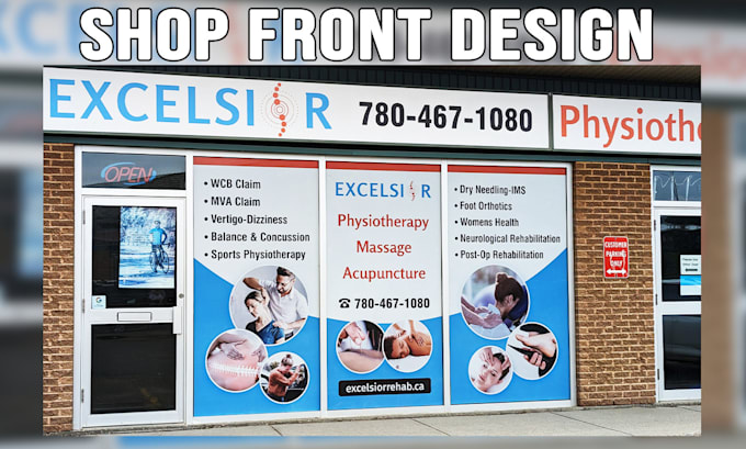 do professional shop front, signage design, window graphic in 24 hours