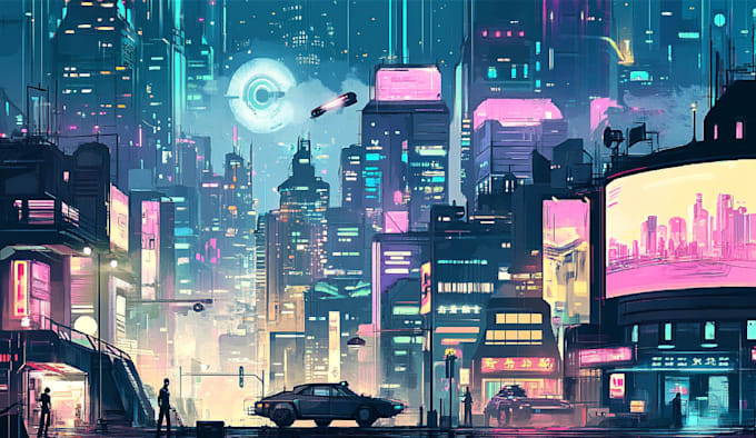 make futuristic cyberpunk, sci fi city for you
