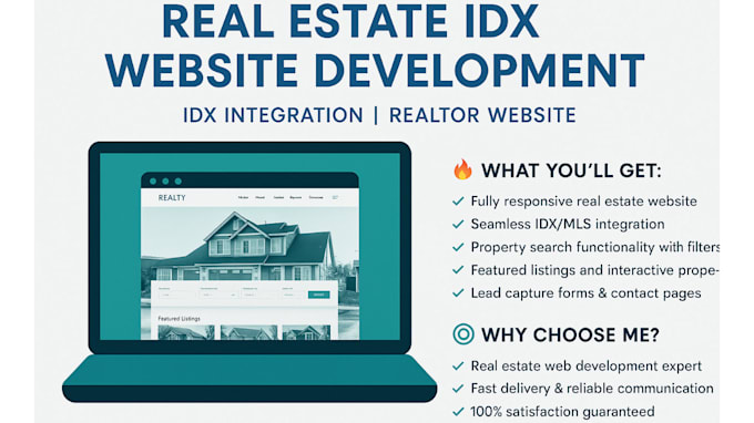 design real estate idx, mls or investor website or agent landing pages