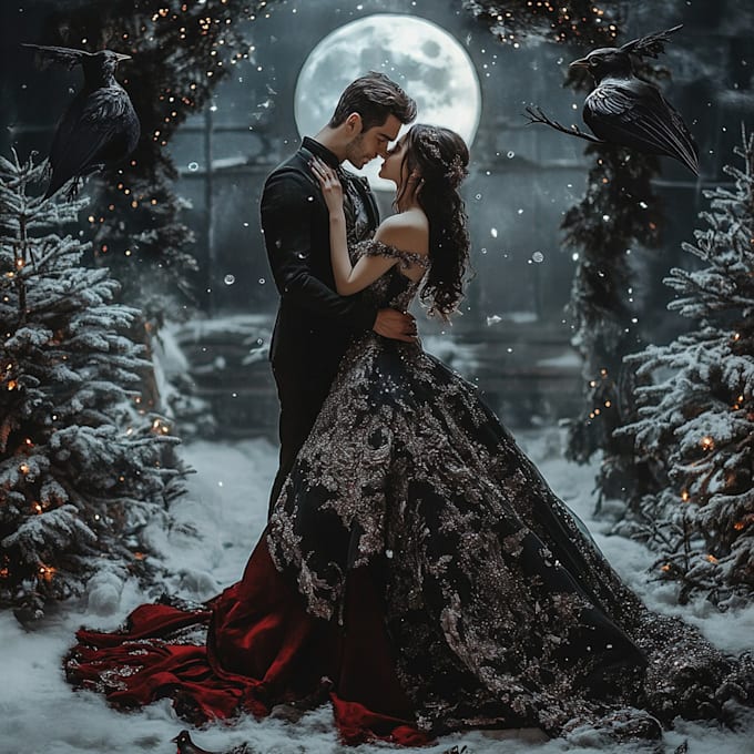 create a unique christmas couple portrait