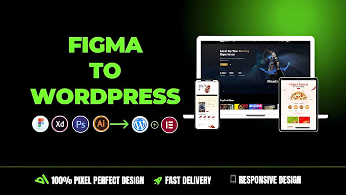 convert figma to wordpress, HTML to wordpress, figma to elementor