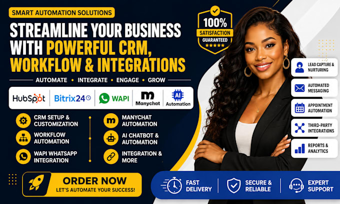 setup hubspot bitrix24 workflow wapi whatsapp integration manychat ai automation