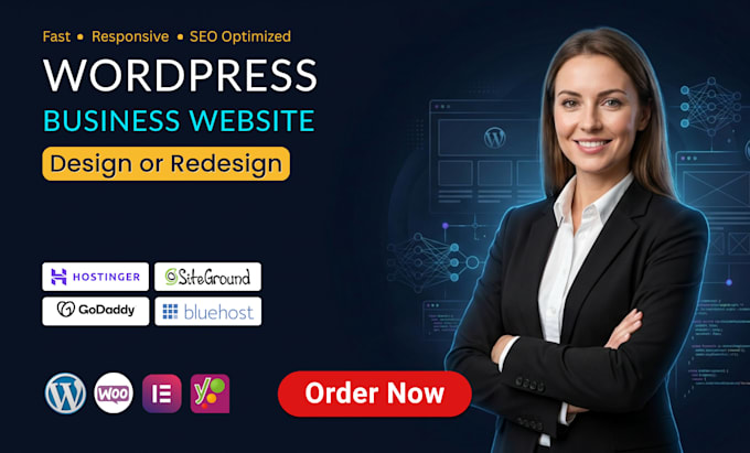 design responsive wordpress website on hostinger, godaddy, bluehost, siteground