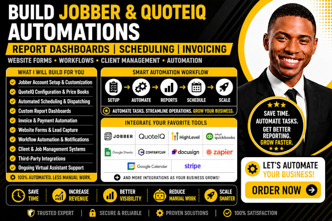 build quoteiq jobber report dashboard schedule automation invoicing website form