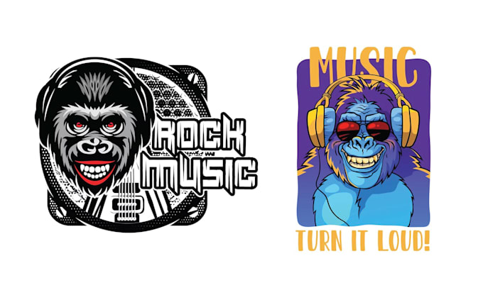 make vintage music gorilla vector logo