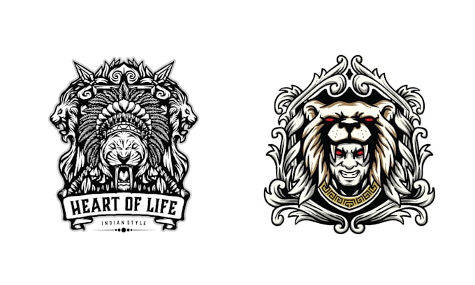 make vintage tattoo tiger or lion logo