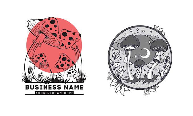 design hand drawn skull mushroom logo