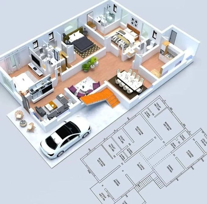Do 2d architectural, 2d blueprint, autocad blueprint, virtua staging ...