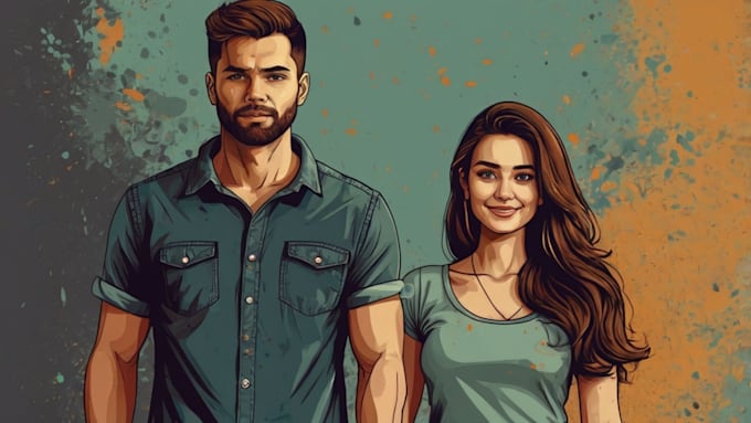create couples art vector portrait