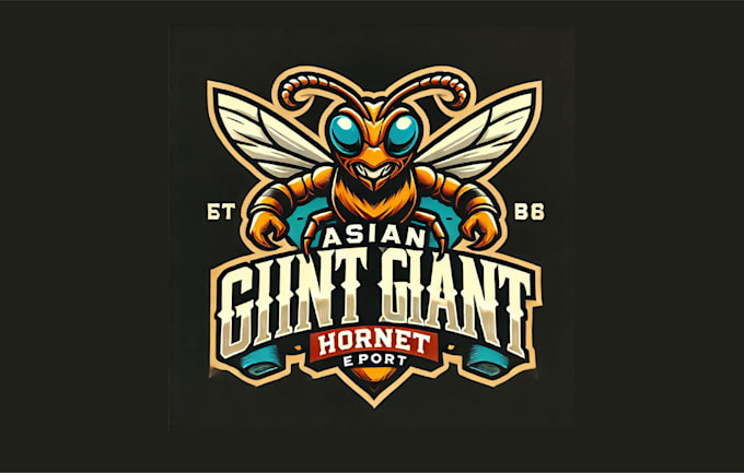 do asian giant hornet mascot logo with creative concept