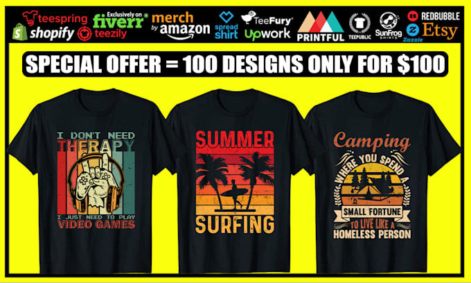 create unique custom t shirt design and bulk t shirt design