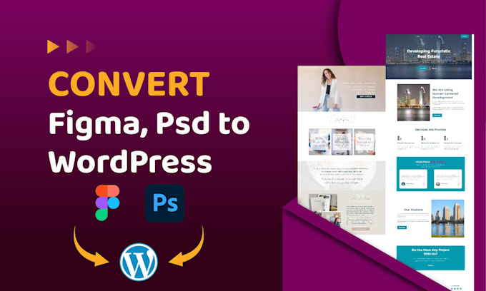 convert figma to wordpress, psd to wordpress, figma to elementor sites