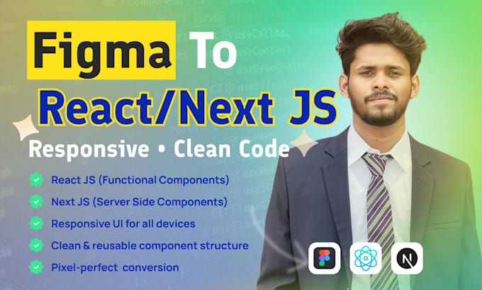 convert figma designs to responsive react, next js website