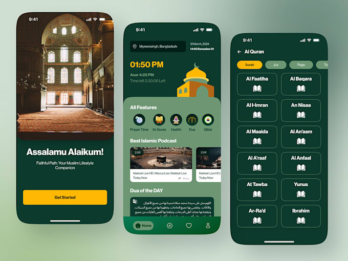 develop user friendly islamic app, mosque app, quran app