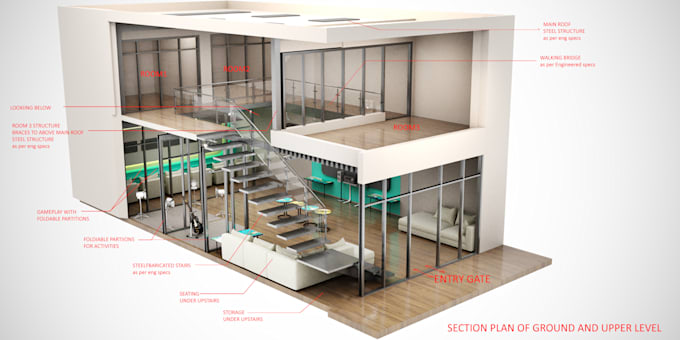 create an architectural 3d model and isometric illustration