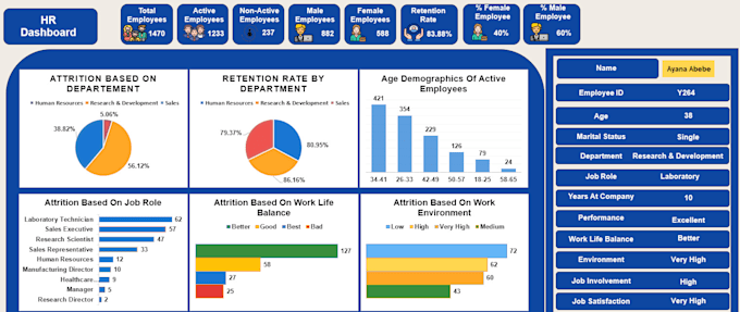 create interactive HR dashboard in excel or google sheets