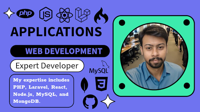 make custom web applications, expert in PHP, laravel, nodejs, and react