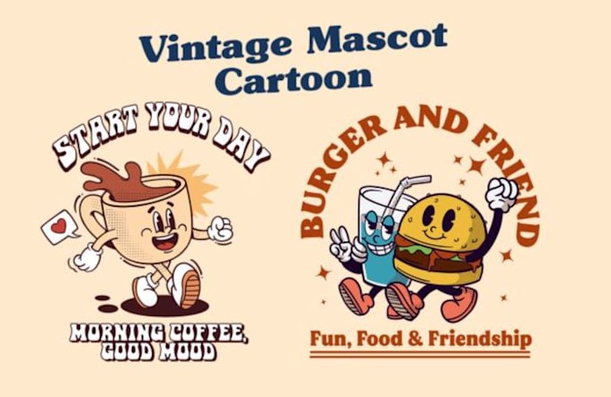 make a vintage mascot, cartoon, and logo design
