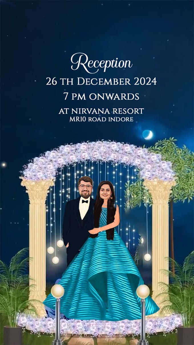 create a unique caricature wedding invitation video