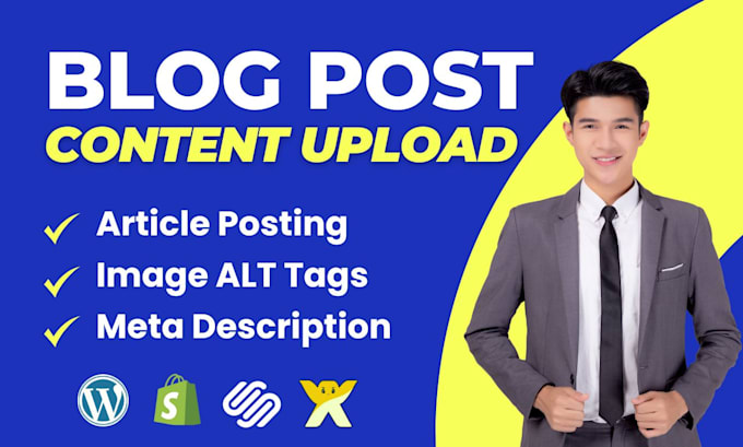 upload content, blog posts, products, data and SEO articles on wordpress website