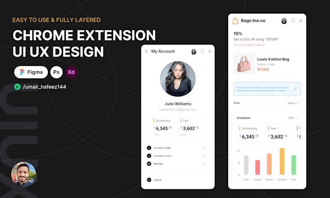do mobile app design, web design, chrome extension UI UX design
