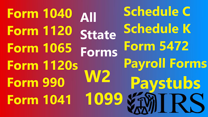 prepare and minimize your US tax filings 1040, 1065, 1120, 1120s 1099 schedule c