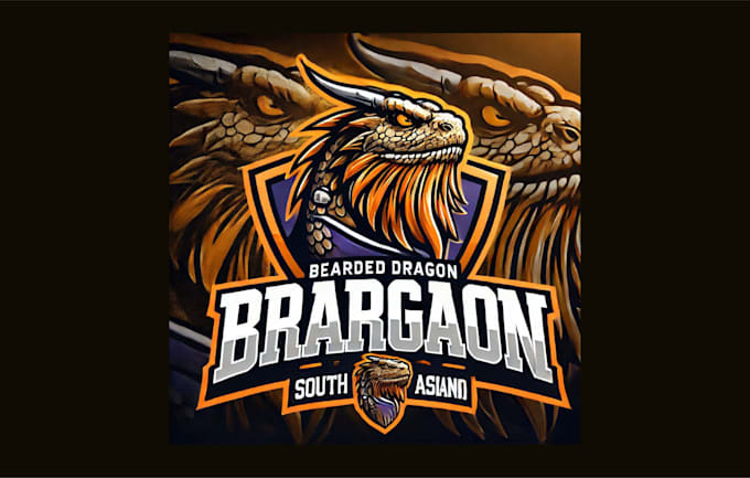 do amazing bearded dragon mascot logo in high definition