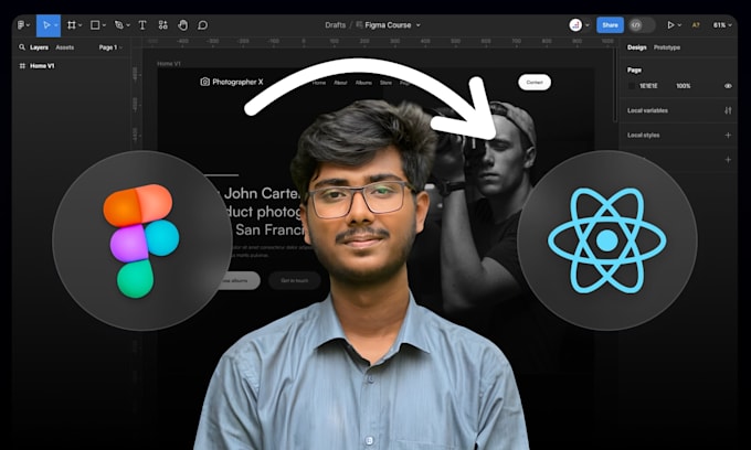 convert figma to react js or next js using tailwind css