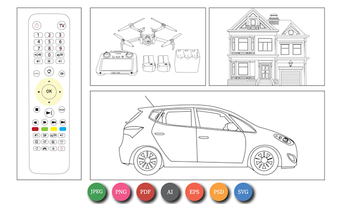 draw detailed line art and vector line art within 24 hours
