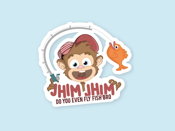 design fun engaging fly fisherman attract funny logo