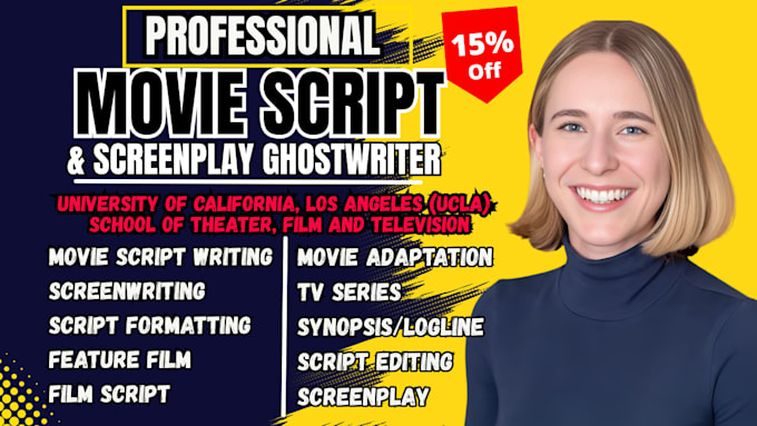 do movie script writing, screenwriting, feature film, screenplay, youtube script