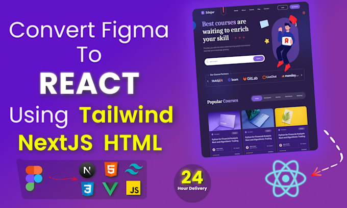 convert figma to react HTML with nextjs tailwind responsive website