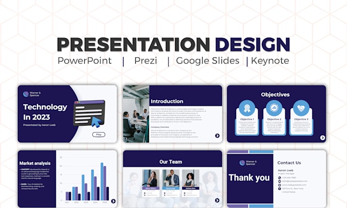 business powerpoint presentation template design or prezi or pitch deck or canva