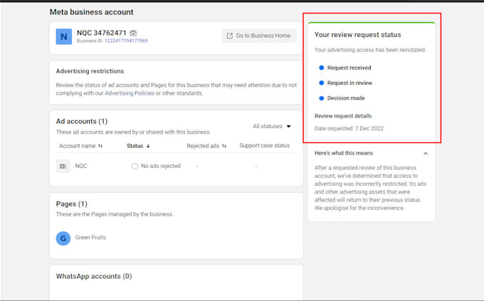 fix issues or set facebook business manager and ad account