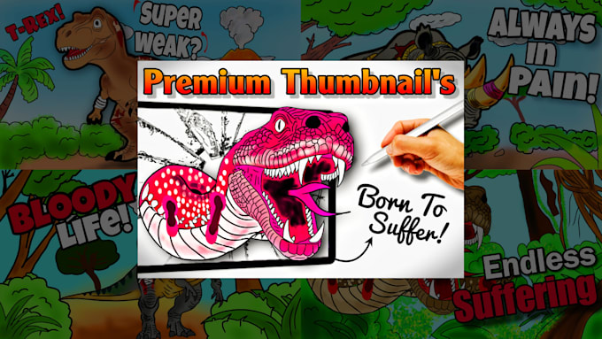 draw 2d cartoon youtube illustration thumbnail for any niche