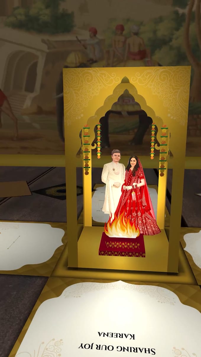 create 3d look a like wedding invitation video