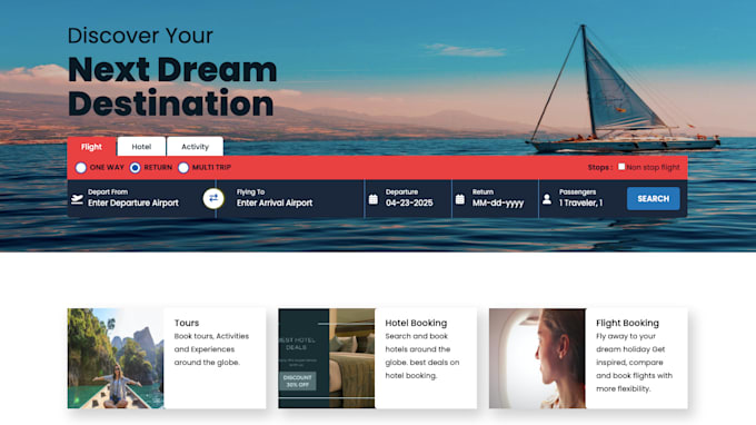 create flight or hotel booking website