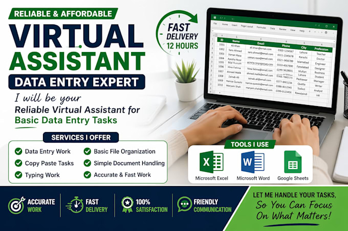 be your virtual assistant for basic data entry at low price