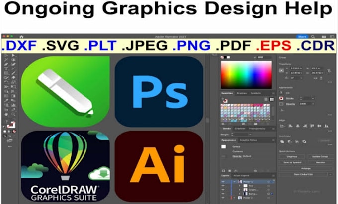 do graphic design, adobe photoshop, adobe illustrator and coreldraw