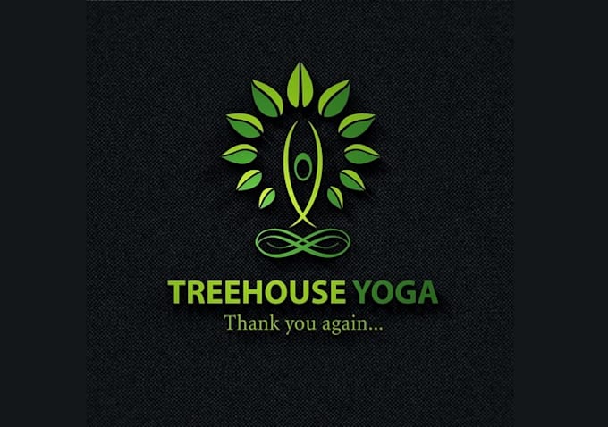 design clean crisp modern tree house yoga logo