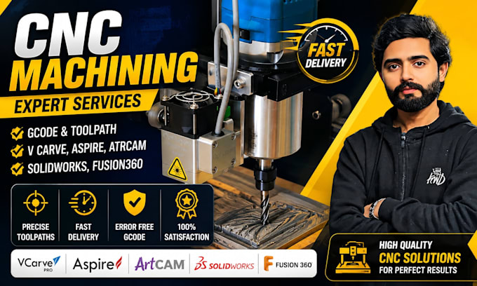be your cnc programmer and create cnc g code and fusion 360 cam toolpaths