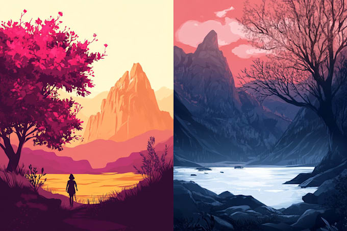 Do the landscape illustration or concept art, background art by ...