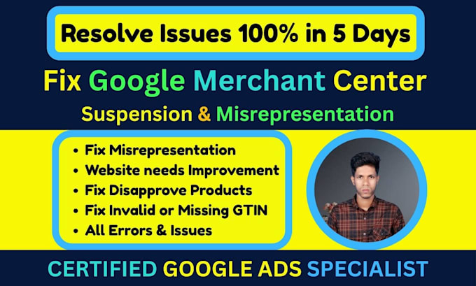 fix google merchant center suspension and misrepresentation
