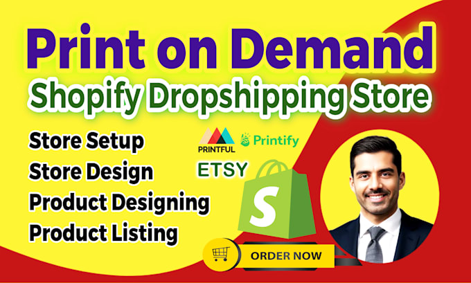 setup print on demand, shopify pod dropshipping store via printify, printful