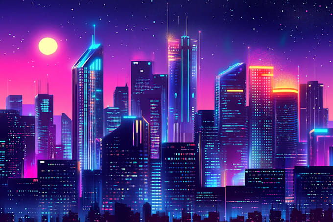 Draw a cyberpunk futuristic city art for you by Dalanieray | Fiverr